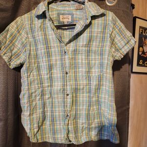 Riders by Lee Plaid Button-Down Shirt in Blue and Green